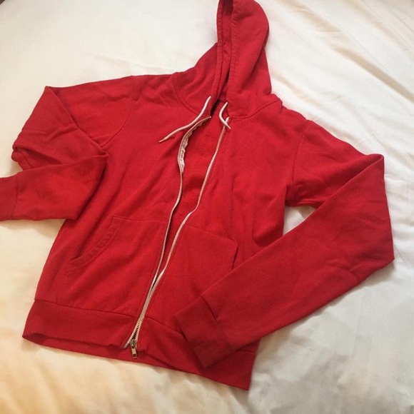 Red zip up hoodie long sleeve sweater - Picture 2 of 4
